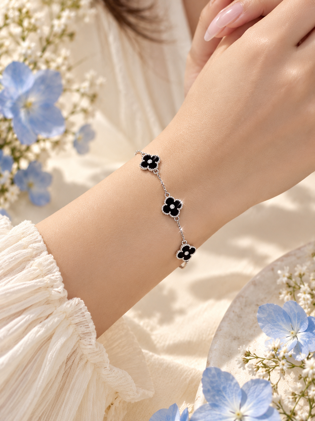 Noir clover Bracelet for Men & Women| 925 Sterling Silver
