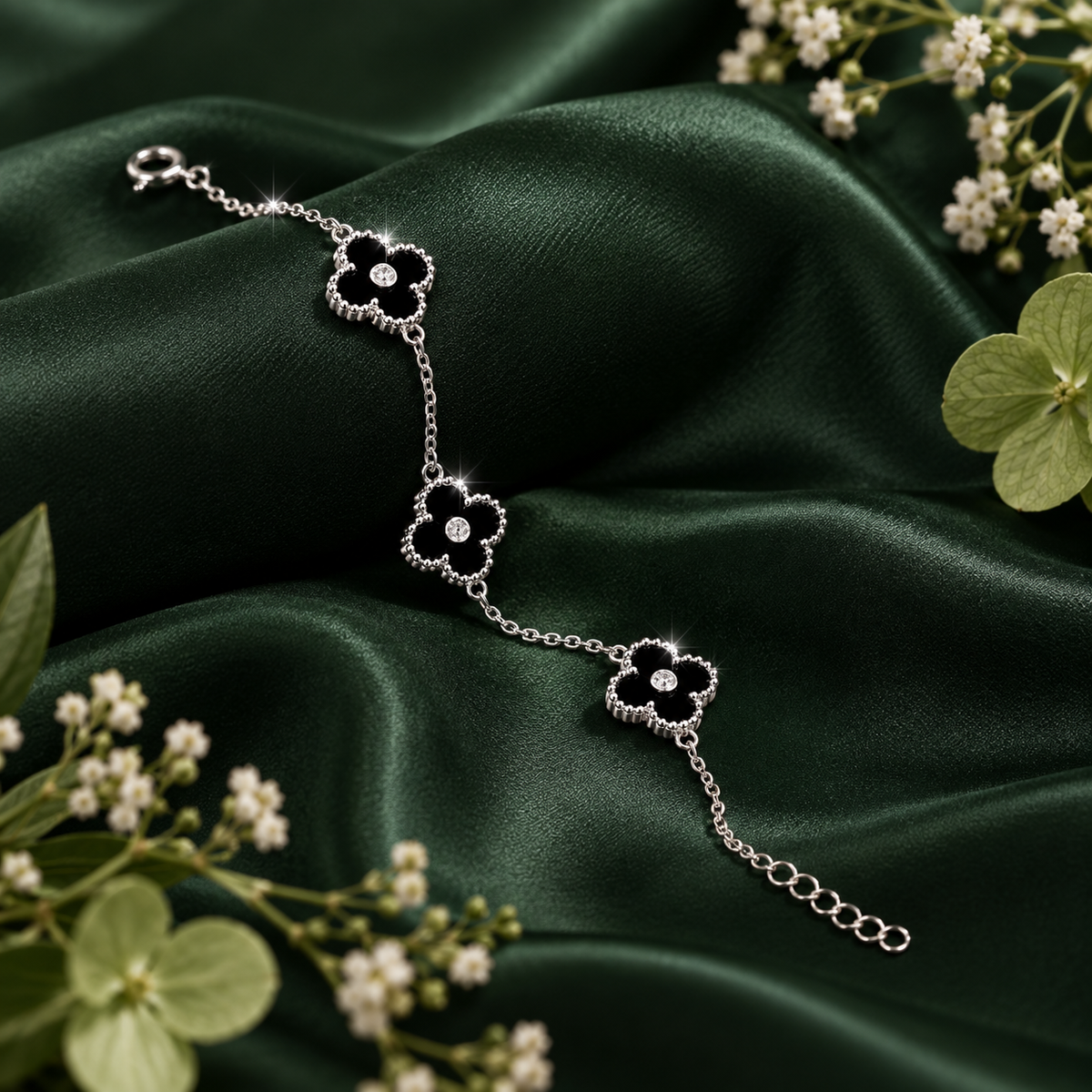 Noir clover Bracelet for Men & Women| 925 Sterling Silver